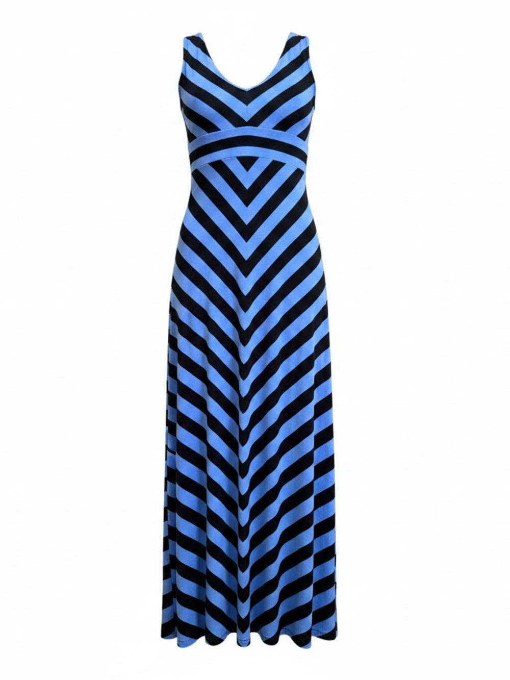 Apt. 9 Blue and Black Striped V-Neck Maxi Dress